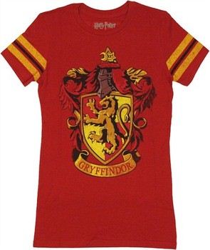 Harry Potter Gryffindor Jersey Striped Sleeve Baby Doll Tee