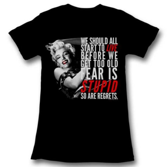 Marilyn Monroe Shirt Juniors Fear Is Stupid Black T-Shirt