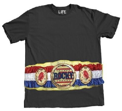 Rocky Balboa Championship Belt on Waist Adult Black T-shirt