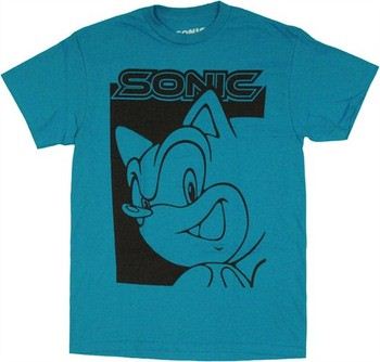 Sega Sonic the Hedgehog Two Tone Face Outline T-Shirt