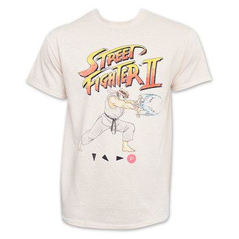 Street Fighter 2 Off White Hadoken Ryu Tee Shirt