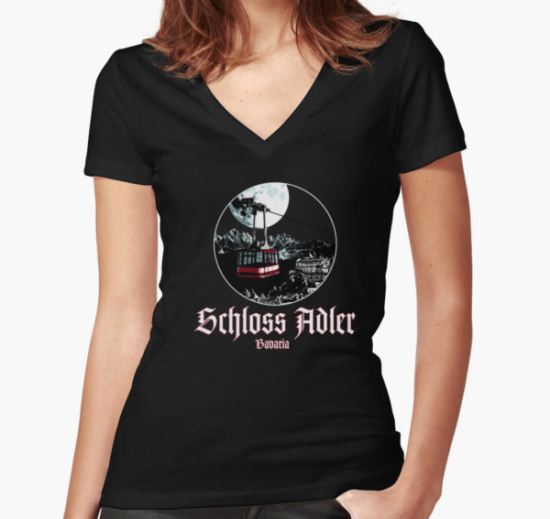 Schloss Adler - Where Eagles Dare Women's Fitted V-Neck T-Shirt by WonkyRobot T-Shirt