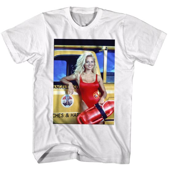 Baywatch Shirt Pam Next To Truck White T-Shirt