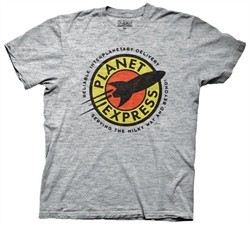 Futurama T-Shirt Planet Express Adult Heathered Grey Tee Shirt