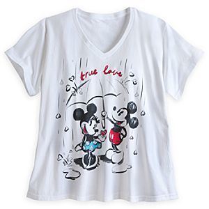 Mickey and Minnie Mouse V-Neck Tee for Women - Plus Size