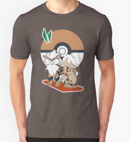 ‘Pokemon Growlithe & Arcanine’ T-Shirt by DaftDesigns T-Shirt