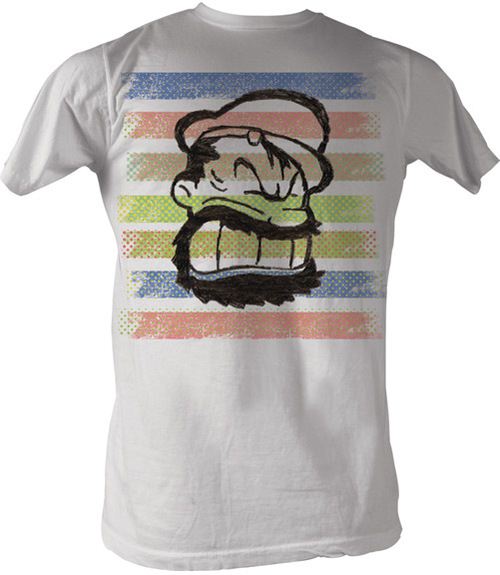 Popeye the Sailorman Brutus Stripes White Adult T-Shirt