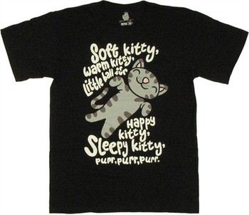 Big Bang Theory Soft Kitty Warm Kitty Lyrics Black T-Shirt