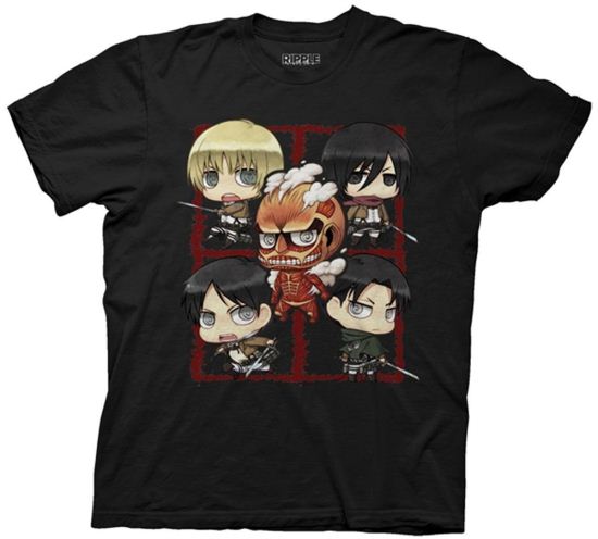 Attack On Titans Shirt Character Montage Adult Black Tee T-Shirt