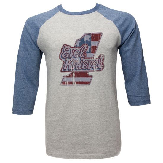 Evel Knievel Shirt Raglan #1 Grey/Blue Shirt