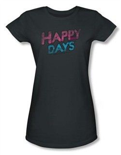 Happy Days Juniors Shirt Distressed Charcoal T-Shirt