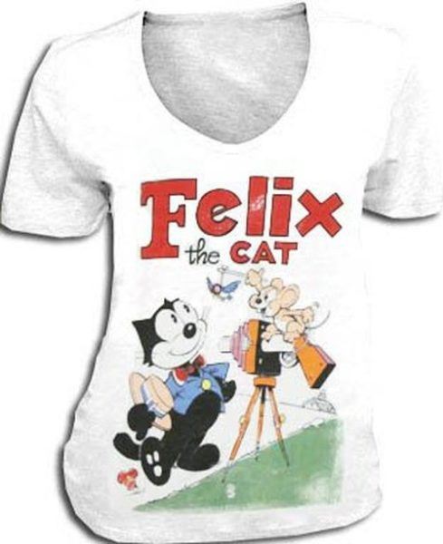 Felix the Cat Distressed Camera Photo Shoot V-Neck T-shirt