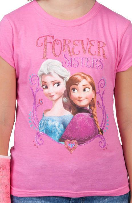Disney Frozen Black and White Anna and Elsa Juniors Black T-Shirt