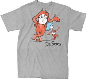 Dr. Seuss Thing 1 Body and Thing 2 Adult Gray T-shirt