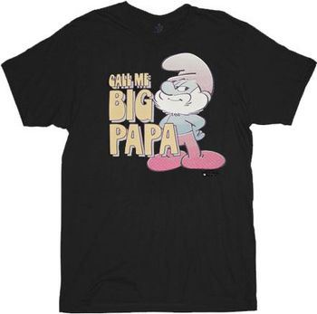 The Smurfs Call Me Big Papa Black Adult T-shirt
