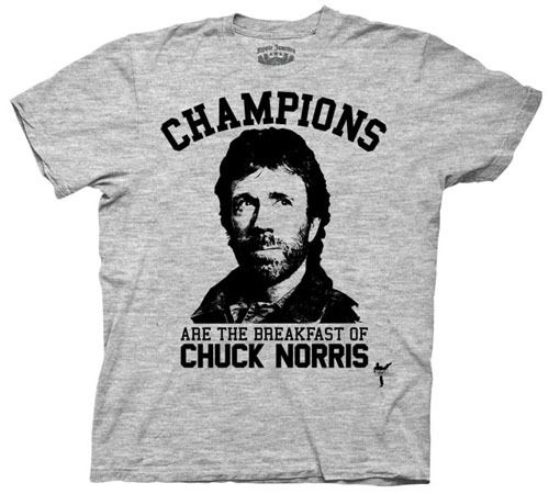 Chuck Norris Champions For Breakfast Gray T-shirt