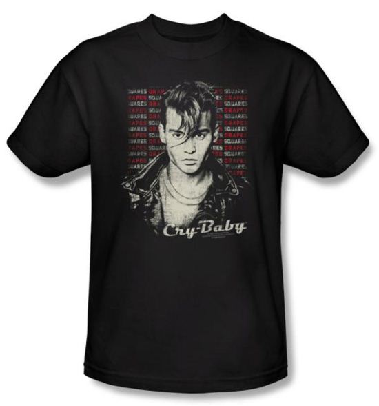 Cry Baby T-shirt Movie Drapes & Squares Adult Black Tee Shirt