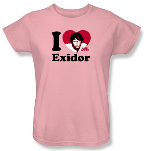 Mork and Mindy Ladies Shirt I Heart Exidor Pink T-Shirt
