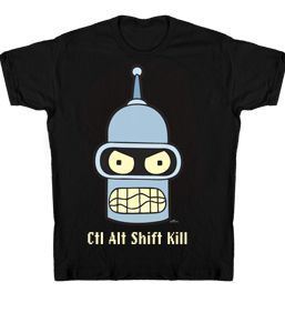 Futurama Bender CTL ALT Shift Kill Glow-in-the-Dark T-shirt