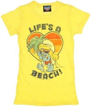 Smurfs Smurfette Life's a Beach Baby Doll Tee by JUNK FOOD