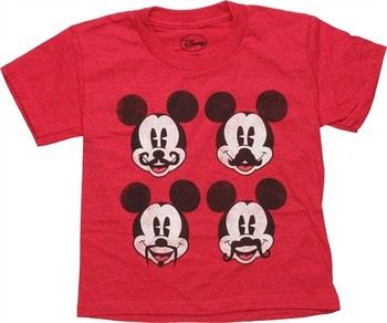 Disney Mickey Mouse Mustache Quad Red Juvenile T-Shirt