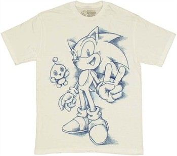 Sonic the Hedgehog Peace Sign Sketch T-Shirt Sheer