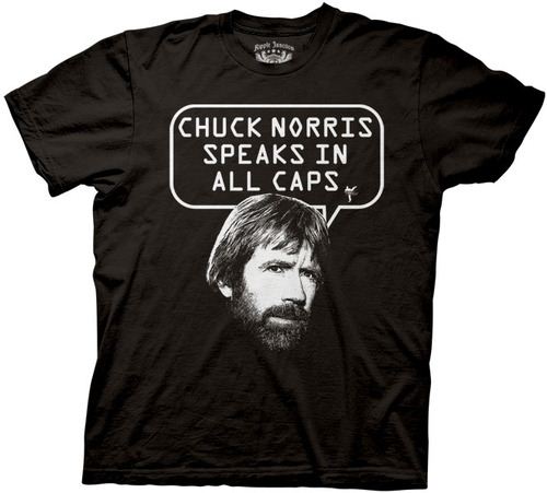 Chuck Norris Speaks In All Caps Black Adult T-shirt