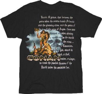 Conan the Barbarian Silver Text Skull Black T-Shirt