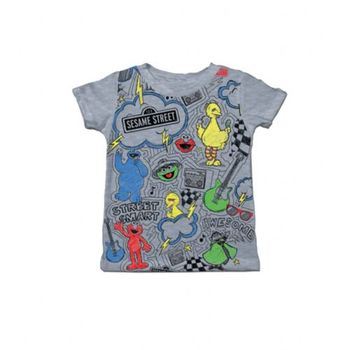 Sesame Street Scribble Checker Toddler Heather Gray T-Shirt