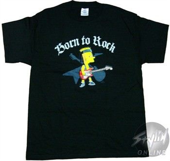 Simpsons Bart Born to Rock Guitar T-Shirt