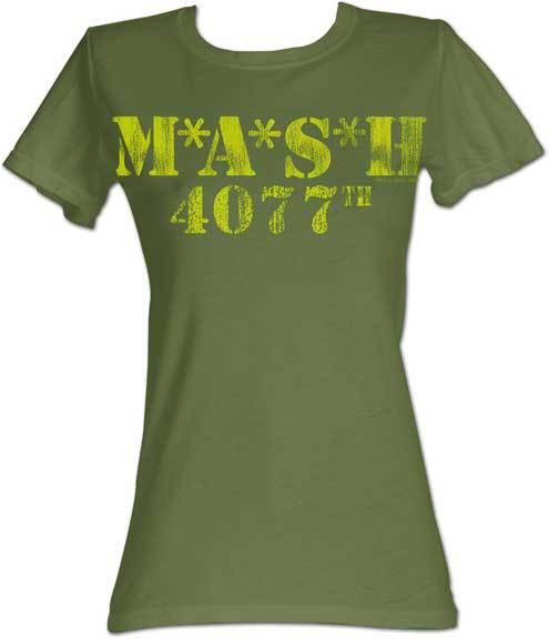 MASH 4077th M*A*S*H in Yellow Juniors Green T-shirt