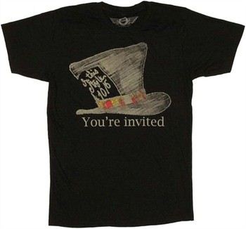Alice in Wonderland Mad Hatter You're Invited T-Shirt Sheer