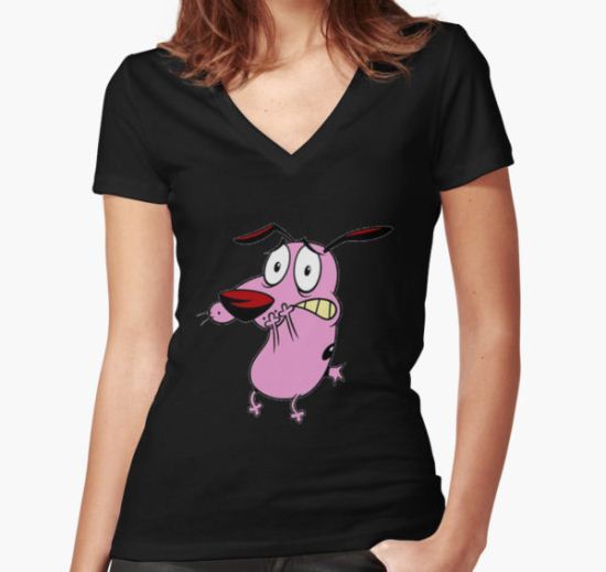 courage the cowardly dog Women's Fitted V-Neck T-Shirt by oviazizah T-Shirt