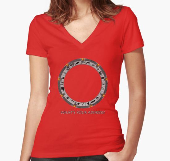 OmniGate (What's Your Address? version) Women's Fitted V-Neck T-Shirt by MarkAlmighty T-Shirt