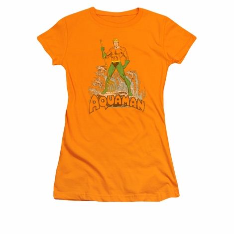 Aquaman Standing Vintage Juniors T Shirt
