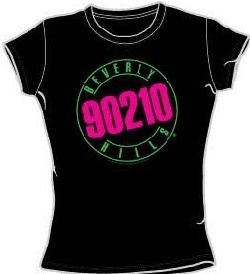 Beverly Hills 90210 Juniors T-shirt TV Show Neon Logo Black Tee Shirt