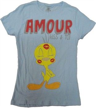Looney Tunes Tweety Amour Kiss Tell Baby Doll Tee