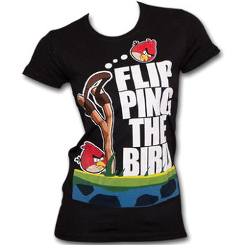 Flipping The Bird Angry Birds Womens T-Shirt 