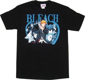 Bleach Blue Duotone Group with Color Ichigo T-Shirt
