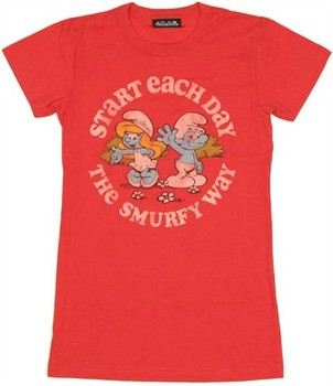Smurfs Start Each Day the Smurfy Way Baby Doll Tee by JUNK FOOD