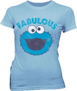 Sesame Street Fabulous Cookie Monster Polar Blue Juniors T-shirt