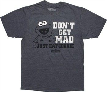 Sesame Street Cookie Monster Don't Get Mad Just Eat Cookie T-Shirt Sheer