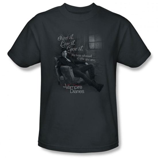 Vampire Diaries Shirt Not Ashamed Charcoal T-Shirt