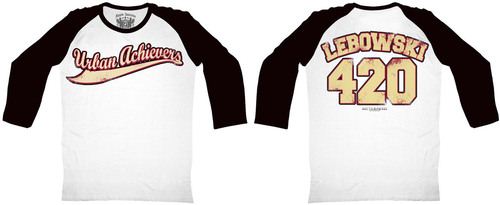 Big Lebowski Urban Achievers 420 Black & White Raglan Baseball Adult T-shirt