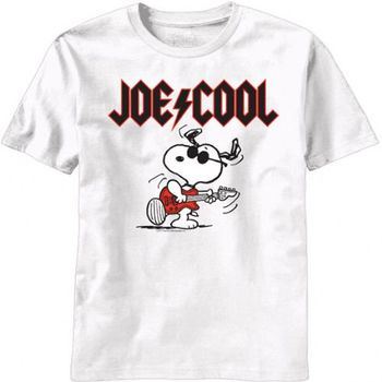 Peanuts Snoopy Joe Cool Rock AC/DC Logo White Mens T-Shirt