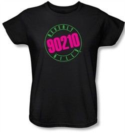 Beverly Hills 90210 Ladies T-shirt TV Show Neon Logo Black Tee Shirt