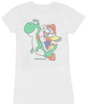 Nintendo Super Mario Riding Yoshi White Juniors T-shirt