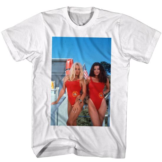 Baywatch Shirt Blonde & Brunette Pose White T-Shirt