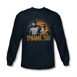 Classic Batman Shirt Dynamic Duo Long Sleeve Navy Tee T-Shirt