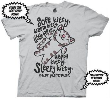 The Big Bang Theory Soft Kitty Adult Soft Gray T-Shirt with Sound